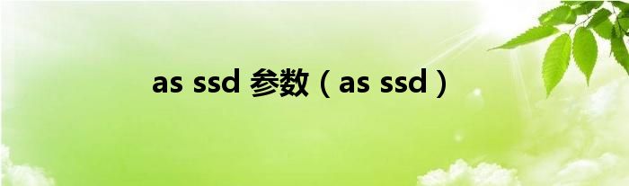 as ssd 参数（as ssd）