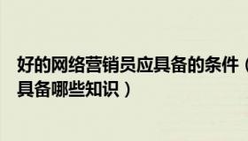 好的网络营销员应具备的条件（做为一名网络营销人员应该具备哪些知识）