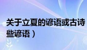 关于立夏的谚语或古诗（立夏诗句有哪些有哪些谚语）