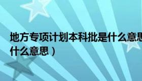 地方专项计划本科批是什么意思啊（地方专项计划本科批是什么意思）