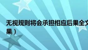 无视规则将会承担相应后果全文（无视规则将会承担相应后果）