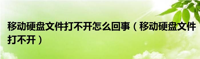 移动硬盘文件打不开怎么回事（移动硬盘文件打不开）