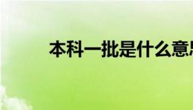 本科一批是什么意思（本科一批）