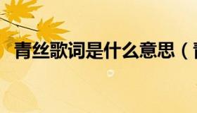 青丝歌词是什么意思（青丝歌词是怎样的）