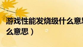 游戏性能发烧级什么意思（游戏性能发烧级什么意思）