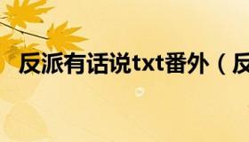 反派有话说txt番外（反派有话说txt网盘）