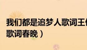 我们都是追梦人歌词王俊凯（我们都是追梦人歌词春晚）