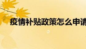 疫情补贴政策怎么申请（疫情补贴政策）