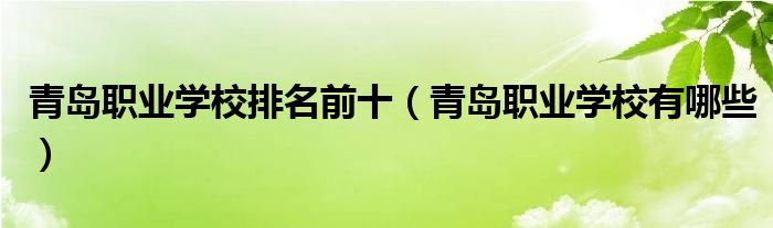 青岛职业学校排名前十（青岛职业学校有哪些）