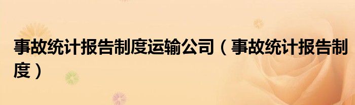 事故统计报告制度运输公司（事故统计报告制度）