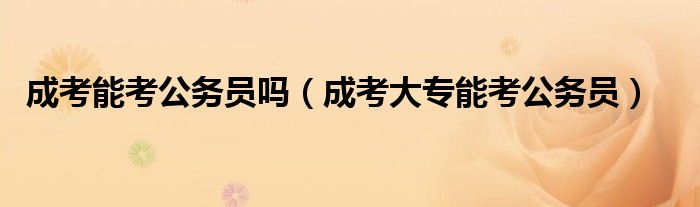 成考能考公务员吗（成考大专能考公务员）