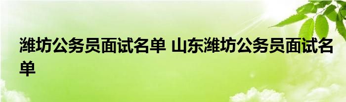 公务员面试名单潍坊山东潍坊