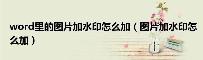 word里的图片加水印怎么加（图片加水印怎么加）