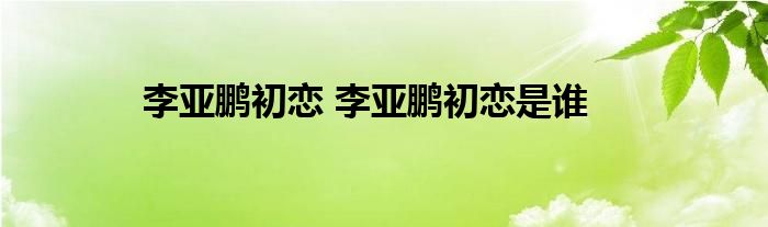 李亚鹏初恋 李亚鹏初恋是谁