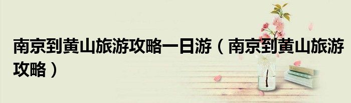 南京到黄山旅游攻略一日游（南京到黄山旅游攻略）