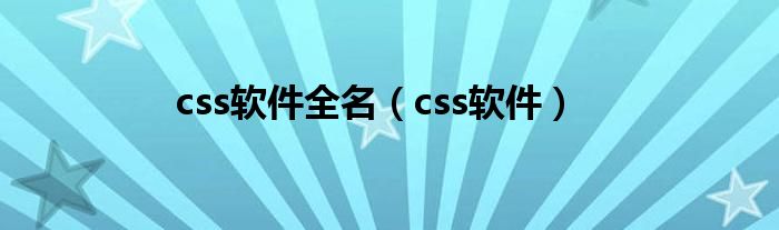css软件全名（css软件）