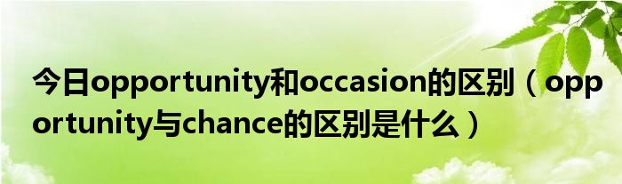 今日opportunity和occasion的区别（opportunity与chance的区别是什么）
