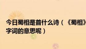 今日蜀相是首什么诗（《蜀相》的作者是谁诗的意思是什么字词的意思呢）