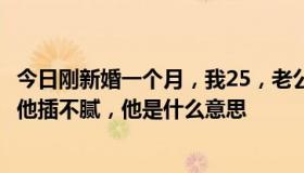 今日刚新婚一个月，我25，老公40，老公每晚都要插，他说他插不腻，他是什么意思
