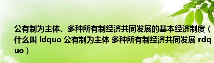 公有制为主体、多种所有制经济共同发展的基本经济制度（什么叫 ldquo 公有制为主体 多种所有制经济共同发展 rdquo）