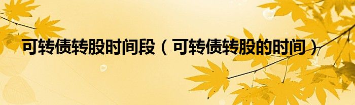 可转债转股时间段（可转债转股的时间）