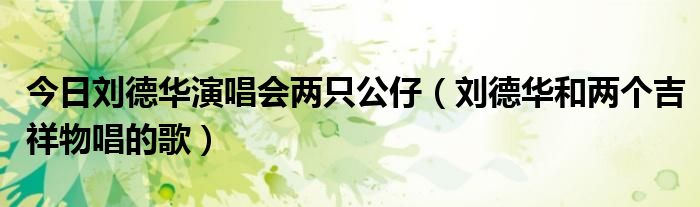 今日刘德华演唱会两只公仔（刘德华和两个吉祥物唱的歌）