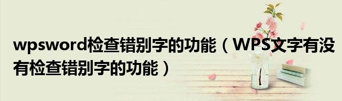 wpsword检查错别字的功能（WPS文字有没有检查错别字的功能）