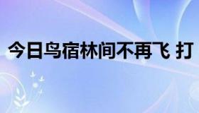 今日鸟宿林间不再飞 打《三国演义》人名一