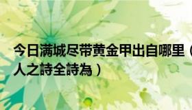 今日满城尽带黄金甲出自哪里（“滿城盡帶黃金甲”出自何人之詩全詩為）