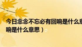 今日念念不忘必有回响是什么意思感情（念念不忘，必有回响是什么意思）