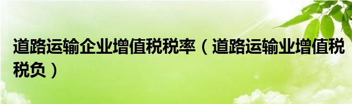 道路运输企业增值税税率（道路运输业增值税税负）
