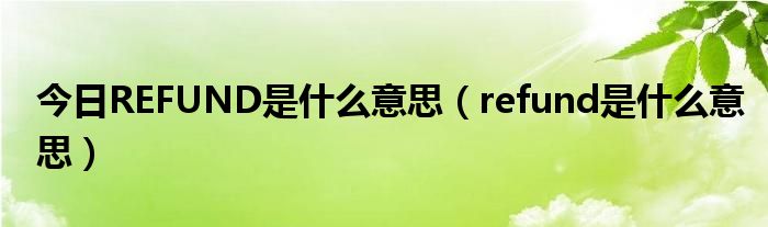 今日REFUND是什么意思（refund是什么意思）