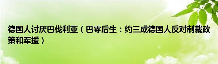 德国人讨厌巴伐利亚（巴零后生：约三成德国人反对制裁政策和军援）