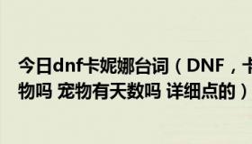 今日dnf卡妮娜台词（DNF，卡妮娜黄金宝箱里现在还有宠物吗 宠物有天数吗 详细点的）