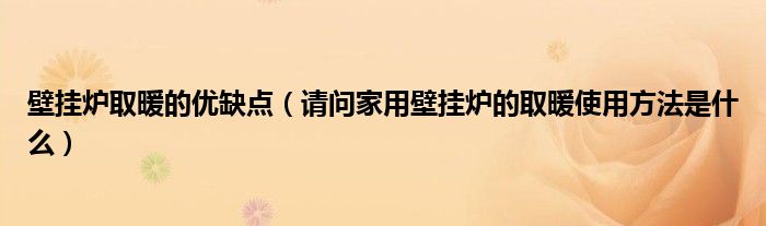 壁挂炉取暖的优缺点（请问家用壁挂炉的取暖使用方法是什么）