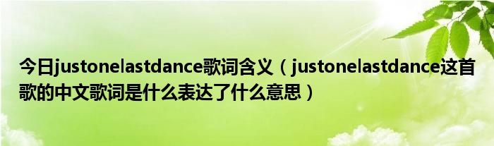 今日justonelastdance歌词含义（justonelastdance这首歌的中文歌词是什么表达了什么意思）