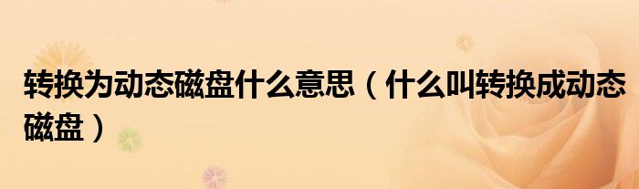 转换为动态磁盘什么意思（什么叫转换成动态磁盘）