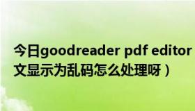 今日goodreader pdf editor（请问goodreader看pdf中文显示为乱码怎么处理呀）