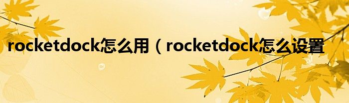 rocketdock怎么用（rocketdock怎么设置