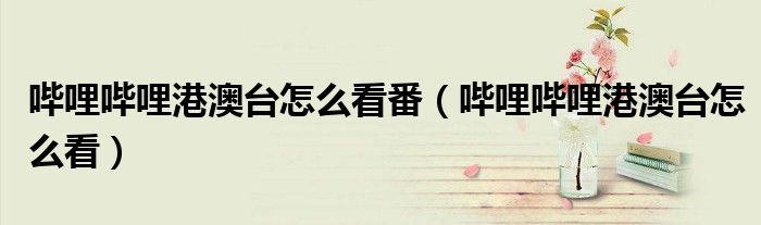 哔哩哔哩港澳台怎么看番（哔哩哔哩港澳台怎么看）