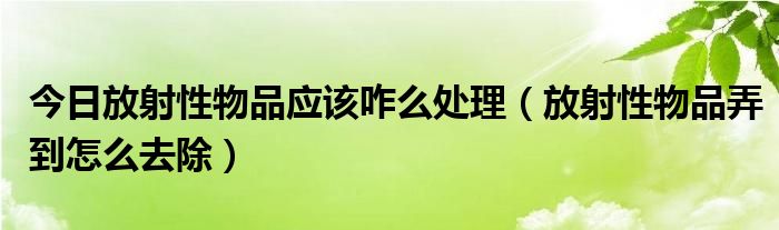 今日放射性物品应该咋么处理（放射性物品弄到怎么去除）