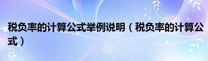 税负率的计算公式举例说明（税负率的计算公式）