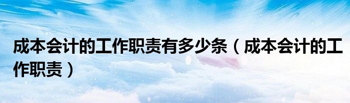 成本会计的工作职责有多少条（成本会计的工作职责）