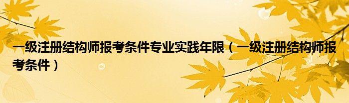 一级注册结构师报考条件专业实践年限（一级注册结构师报考条件）
