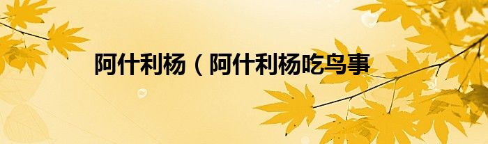 阿什利杨（阿什利杨吃鸟事