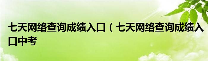 七天网络查询成绩入口（七天网络查询成绩入口中考