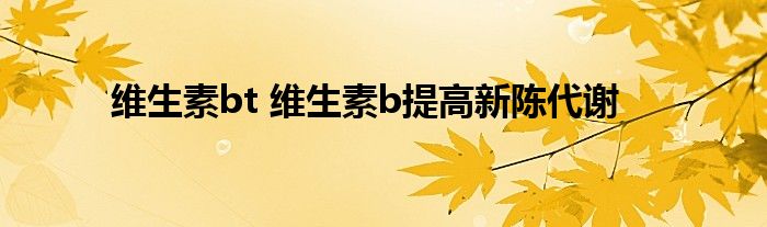 维生素bt 维生素b提高新陈代谢