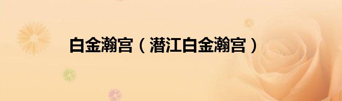 白金瀚宫（潜江白金瀚宫）