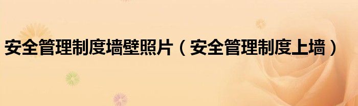 安全管理制度墙壁照片（安全管理制度上墙）