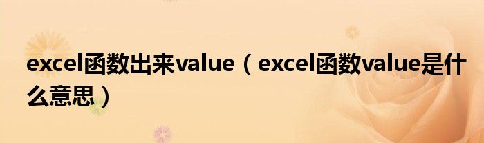 excel函数出来value（excel函数value是什么意思）